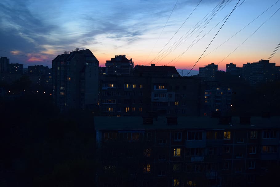 vladivostok, russia, sunset, sky, colours, travel, city, evening sunset, HD wallpaper