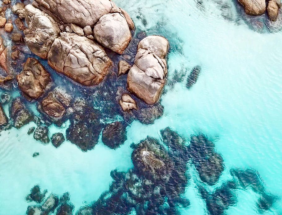 rocks on sea, water, solid, nature, high angle view, rock - object HD wallpaper