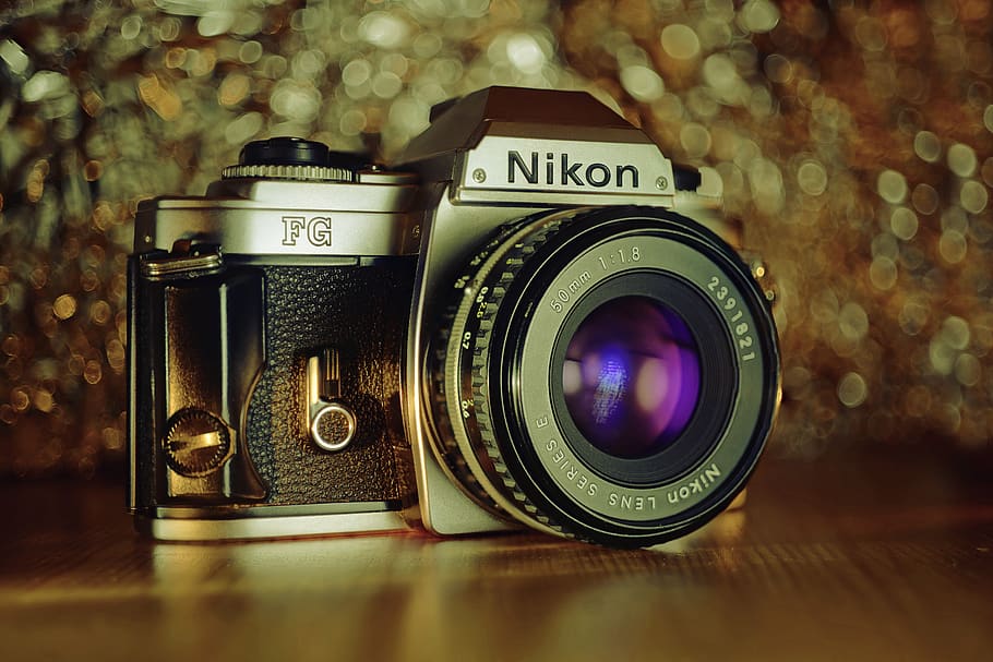 focus photography of black and gray Nikon FG camera, camera - photographic equipment, HD wallpaper