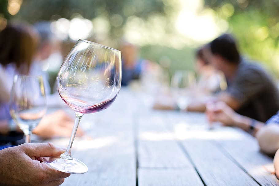 Clear Long Stemmed Wine Glass, macro, people, stemware, two people HD wallpaper