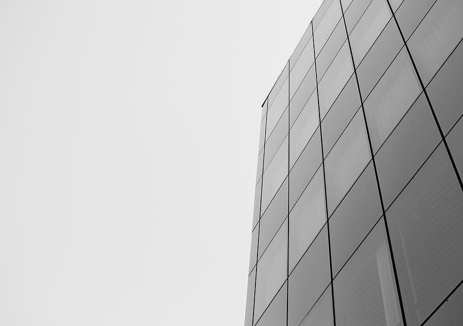grey glass panel building in low angle photography, office building HD wallpaper