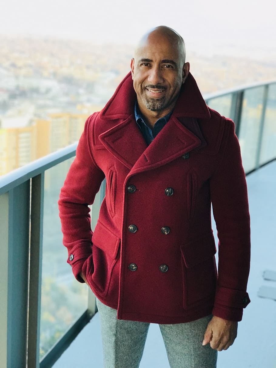 Man in Red Coat, close-up, daytime, face, facial expression, facial hair HD wallpaper