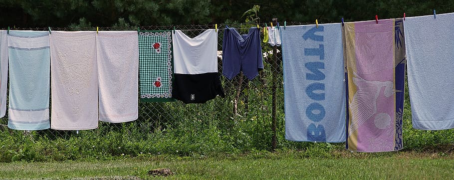 clothes line, laundry, out, clean, laundry day, washed, towel, HD wallpaper