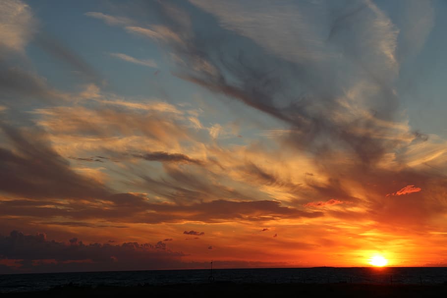 sunset, sky, clouds, landscape, abendstimmung, twilight, afterglow HD wallpaper