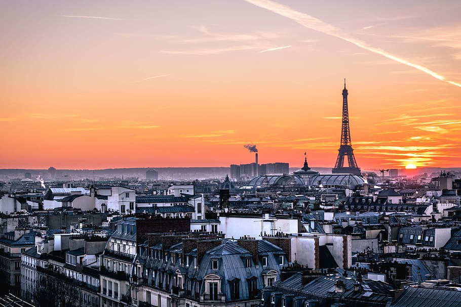 Sunset in Paris, city and Urban, cityscape, hD Wallpaper, architecture, HD wallpaper
