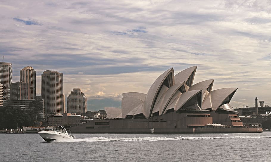 Sydney Opera House,, boat, building, architecture, vehicle, transportation HD wallpaper