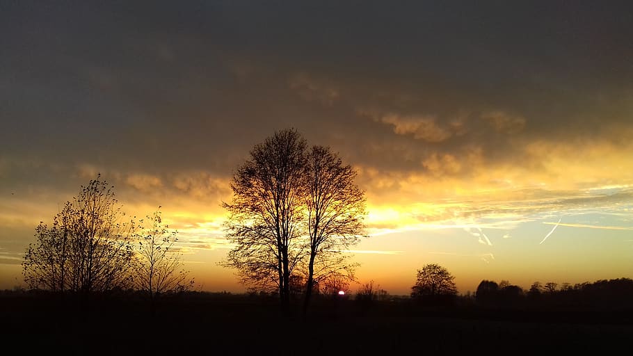 sunset, clouds, sky, landscape, nature, twilight, in the evening HD wallpaper