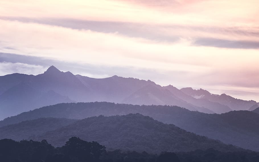 Scenic View Of Mountains During Dawn, 4k wallpaper, clouds, environment HD wallpaper