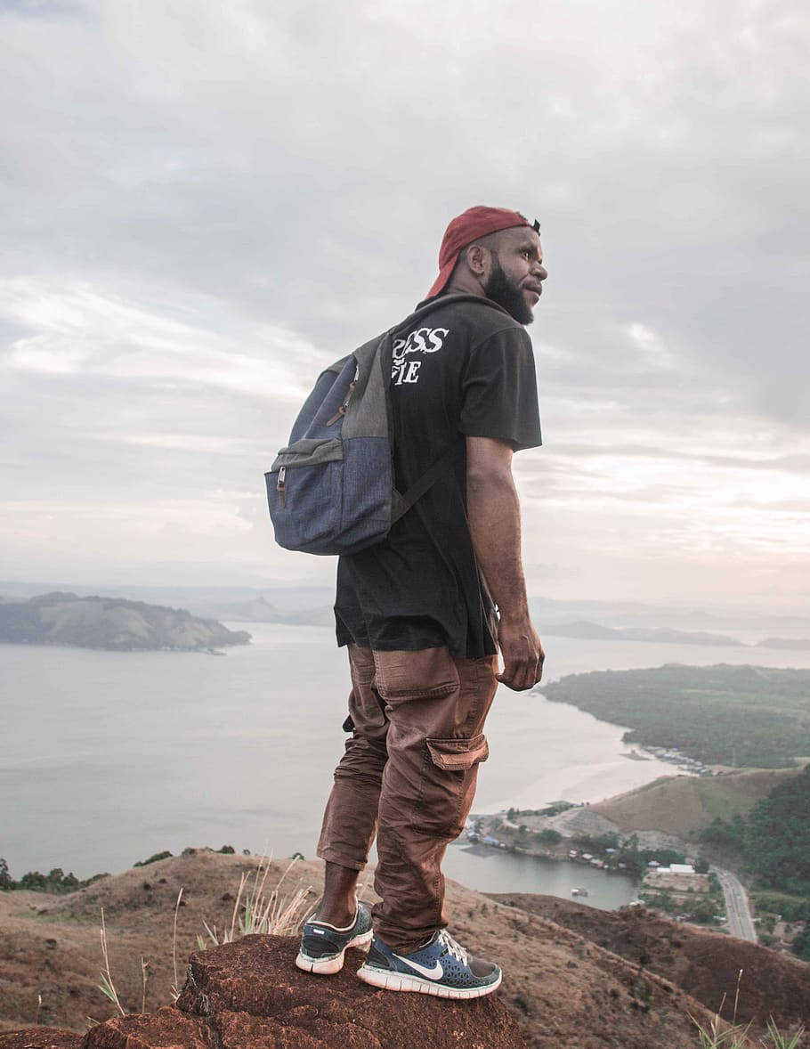 indonesia, jayapura, one person, scenics - nature, mountain HD wallpaper