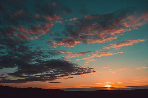 Blue and Orange Skies, clouds, darkness, dusk, environment, evening HD wallpaper