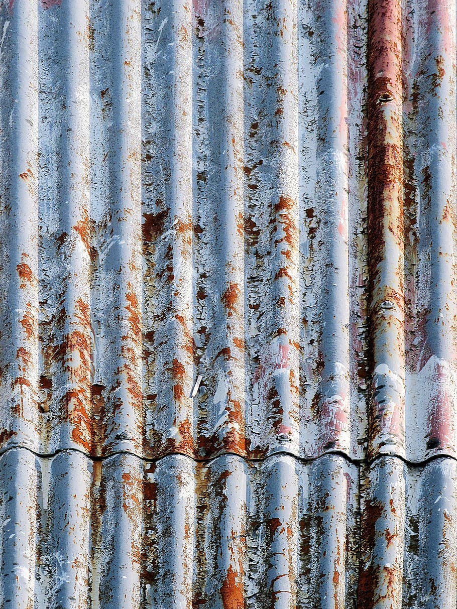 rusty gray corrugated sheet, texture, roof, tile roof, curtain, HD wallpaper