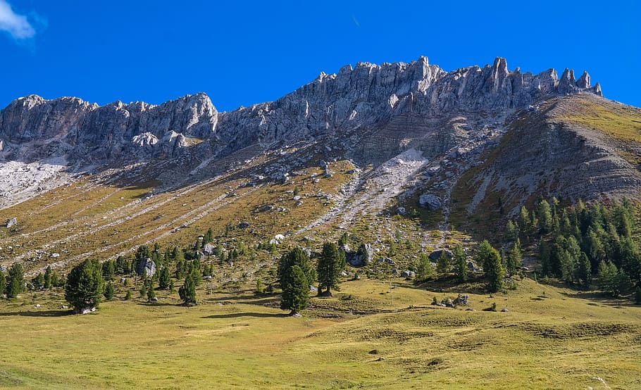 alpine, dolomites, mountains, mountain range, rock, alm, mountain landscape HD wallpaper