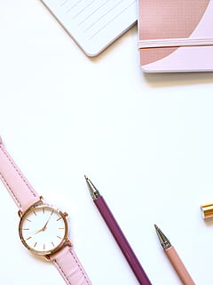 write, white space, flatlay, business, feminine, pink, simple HD wallpaper