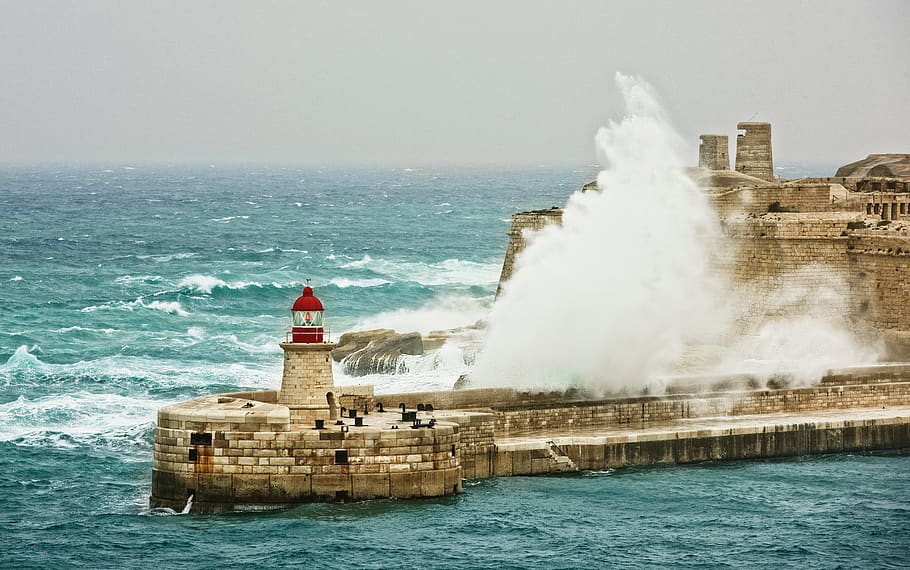weather, strom, architecture, wind, city, valletta, stormy day HD wallpaper