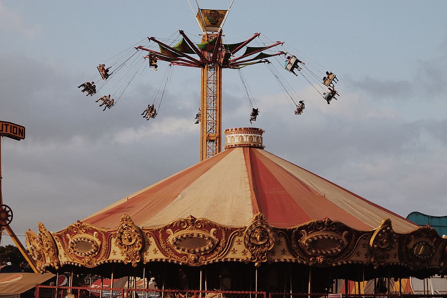 Amusement Park, carnival, carousel, festival, fun, rides, theme park, HD wallpaper