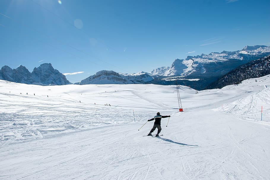 sci, snow, dolomites, momo, sun, mountain, challenge, adventure HD wallpaper