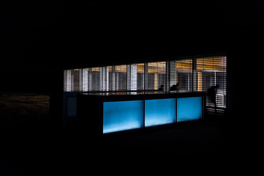 turned on room, technology, indoors, architecture, night, window HD wallpaper