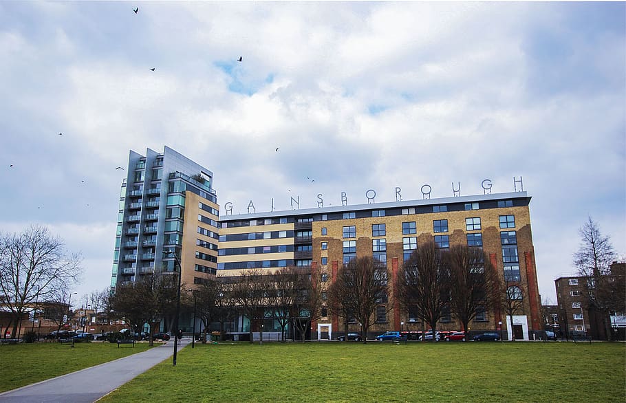 Gainsborough building, plant, grass, united kingdom, campus, office building HD wallpaper
