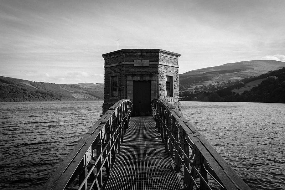 lake, dam, built structure, architecture, water, sky, direction HD wallpaper