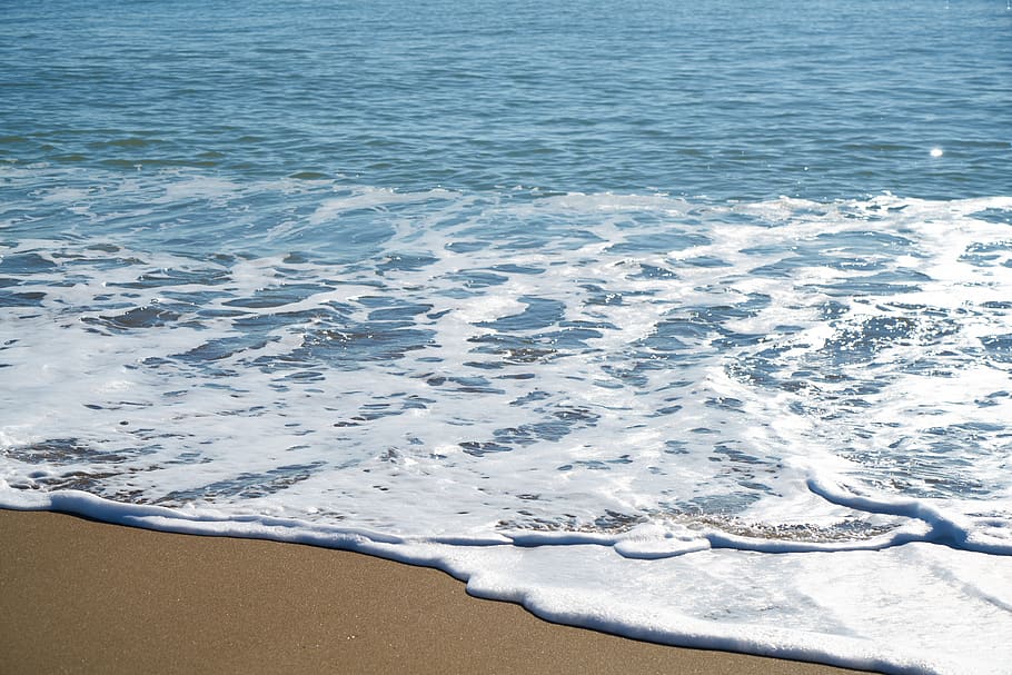 wave, nature, beach, foam, water, marine, ocean, blue, liquid HD wallpaper