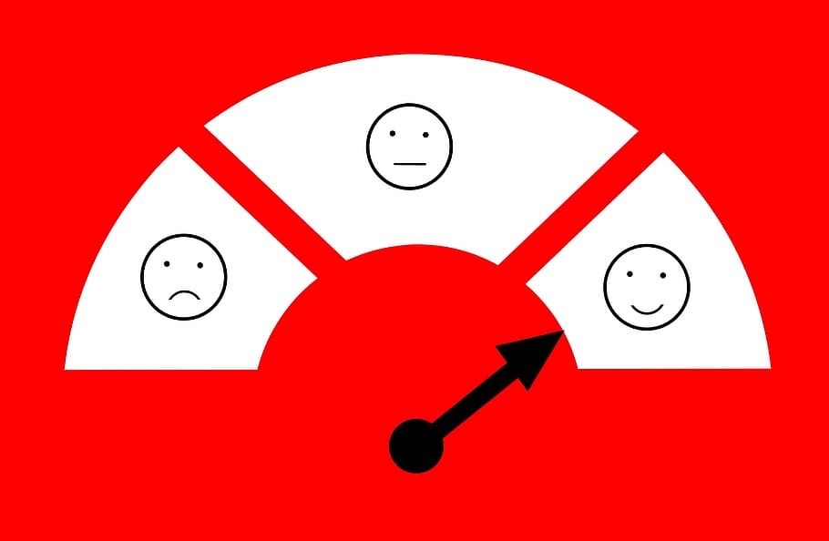 Customer service scale - customer is happy., feedback, satisfaction