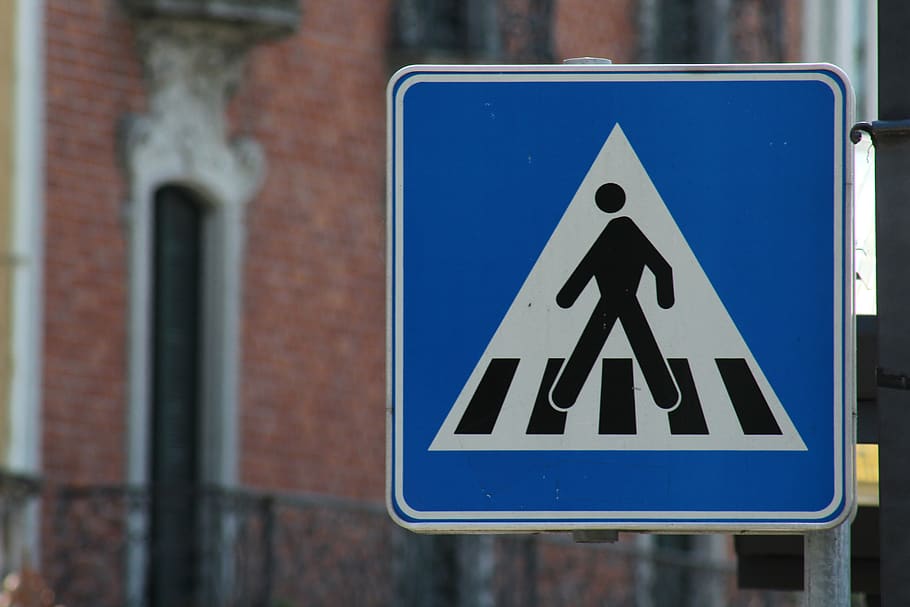 street sign, crosswalk, pedestrian, information boards, road, HD wallpaper