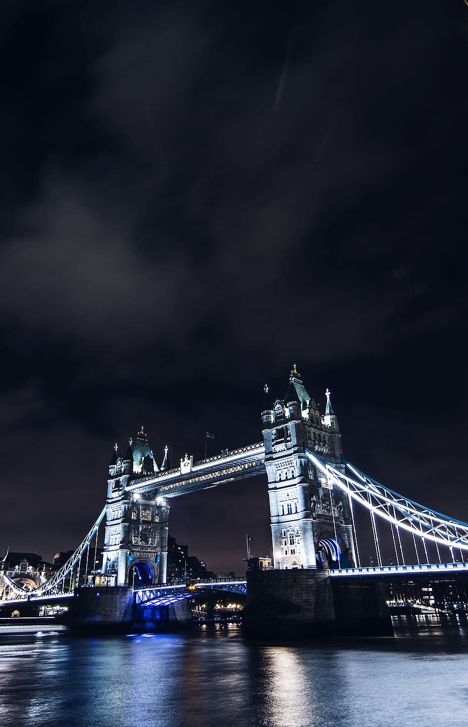 lighted tower bridge at night, building, spire, architecture HD wallpaper