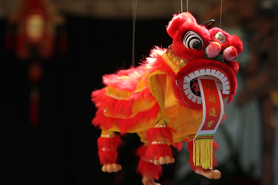 hanging red dragon decor, chinese new year, festival, representation HD wallpaper
