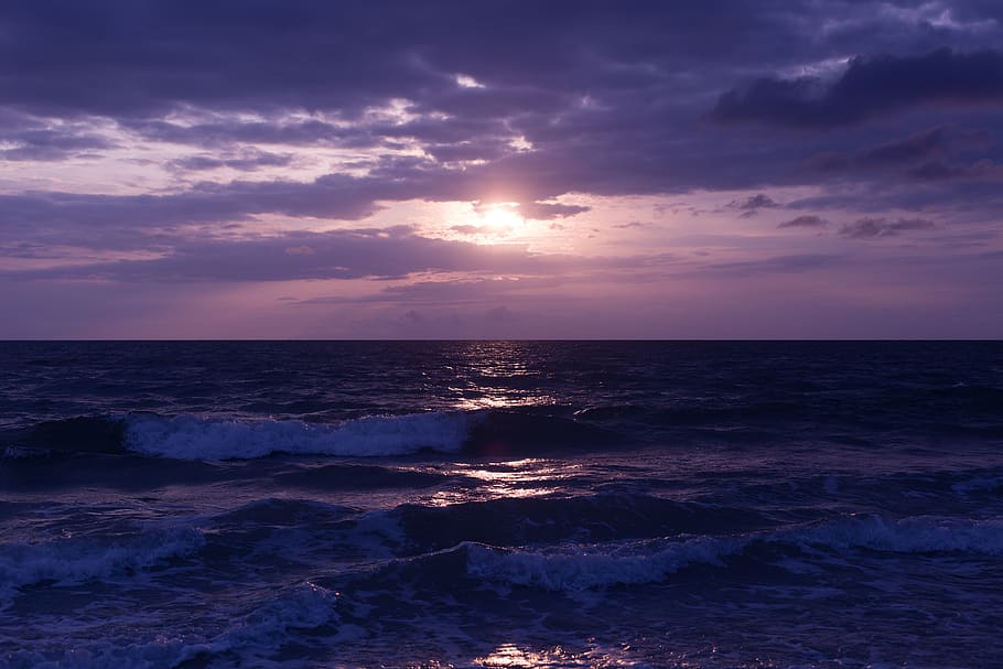 dark, sunset, sea, ocean, waves, water, nature, beach, coast HD wallpaper