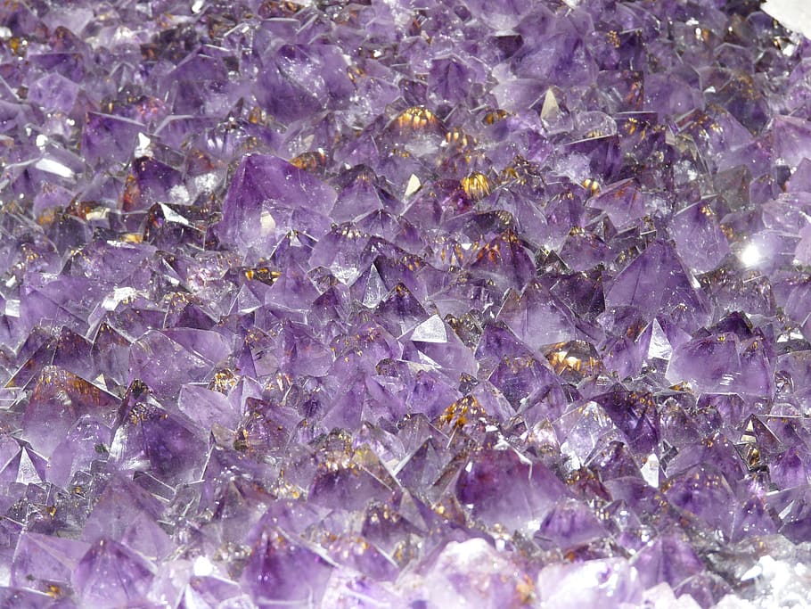 amethyst, gem, valuable, violet, crystal, stone, purple, full frame, HD wallpaper