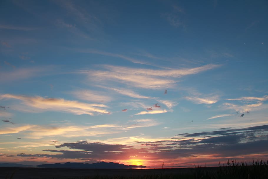 blue, sunset, orange, sky, cloud - sky, beauty in nature, scenics - nature HD wallpaper