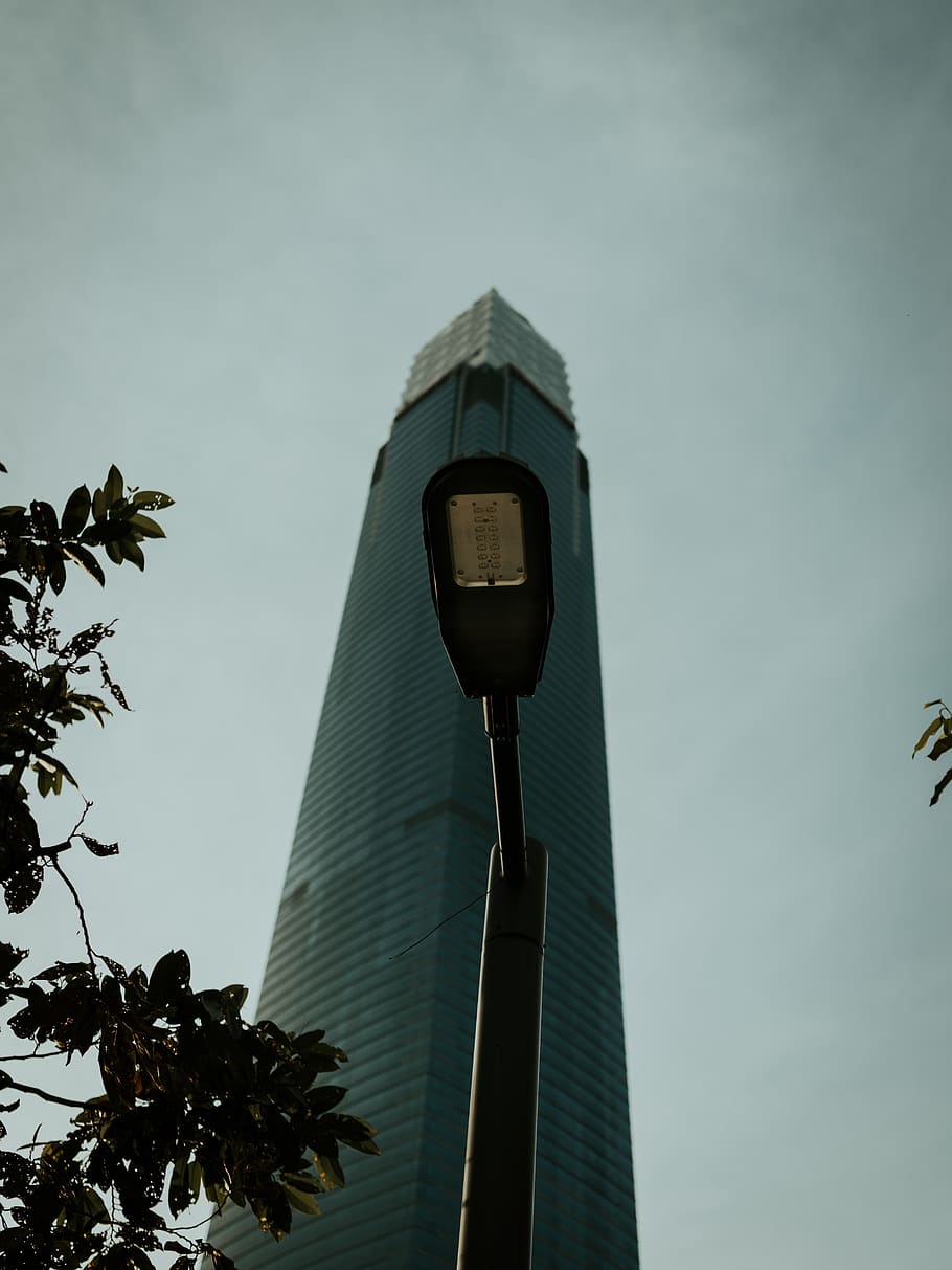 black light post near building, office building, kuala lumpur HD wallpaper