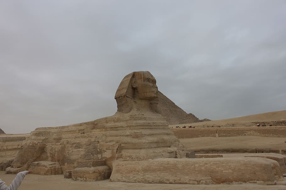 sphinx, egypt, cairo, desert, reporter, monument, travel, tourism HD wallpaper