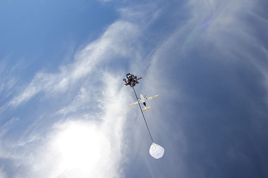 sky, tandem, jump, parachute, higuerote, venezuela, fall, plane HD wallpaper