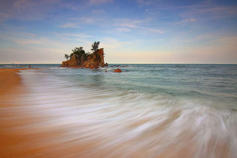 Brown Shore during Daytime, beach, dawn, landscape, long exposure HD wallpaper