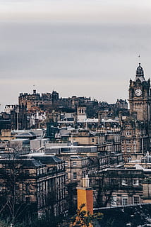 architecture, building, tower, edinburgh, scotland, uk, clock tower HD wallpaper