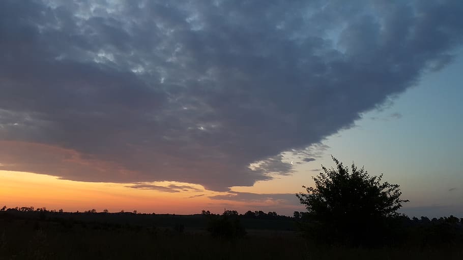 poland, sunrise, moon, cloud, masuria, sky, cloud - sky, sunset HD wallpaper