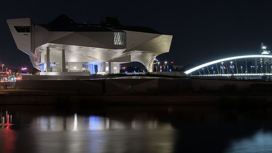 confluence, incity, lyon, musee, musée, night, nuit, piscine du rhone HD wallpaper