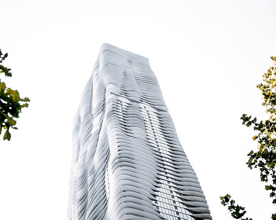 low angle photography of curtain building during daytime, skyscraper HD wallpaper