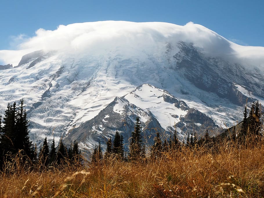 Photo of Snowy Mountain, clouds, cold, daylight, grass, high HD wallpaper