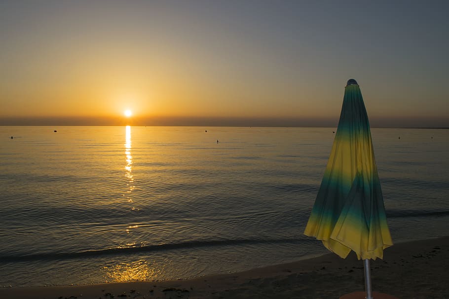 italy, savelletri, sunset, sky, water, sea, horizon, horizon over water HD wallpaper