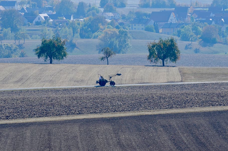 bauer, farmer, tractor, harvest, agriculture, landscape, rural HD wallpaper