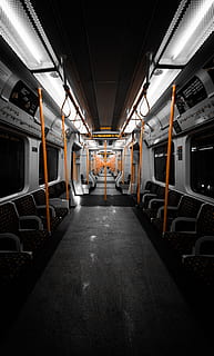 black and gray train interior, corridor, transportation, vehicle HD wallpaper