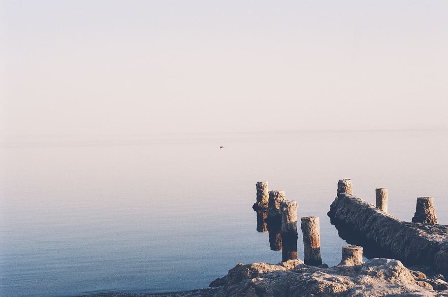 Sea Near Rocks, whitespace, water, beauty in nature, rock - object HD wallpaper