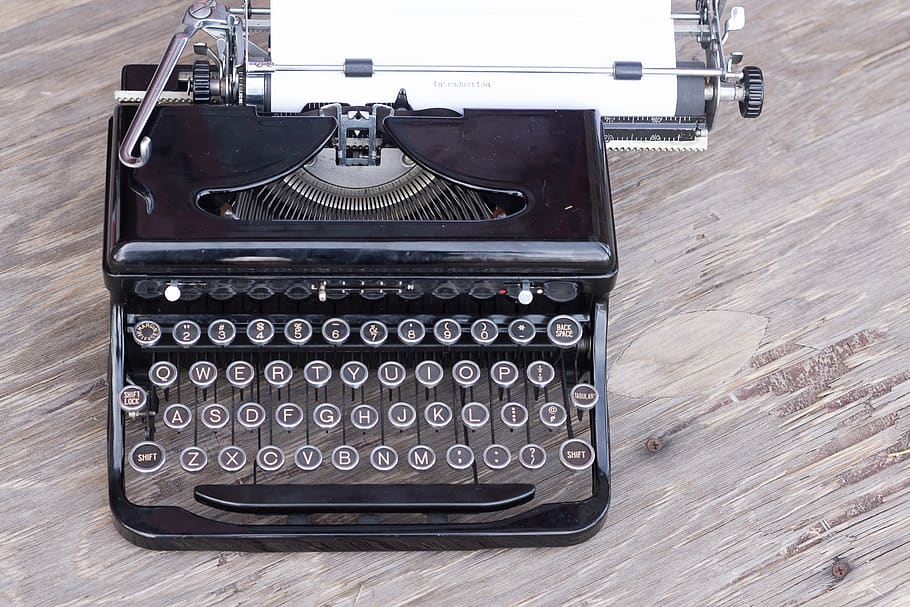 typewriter, retro styled, table, technology, wood - material HD wallpaper
