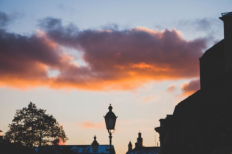 germany, munich, sunset, cloud, wallpaper, lamp, clouds, sky HD wallpaper