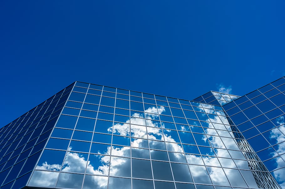 Clouds Reflecting On Curtain Wall Building, architecture, downtown HD wallpaper