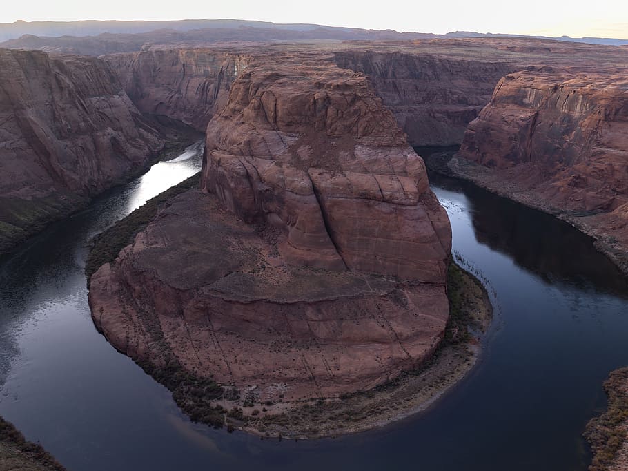 Grand Canyon, outdoors, mountain, mesa, valley, usa, river, water, HD wallpaper