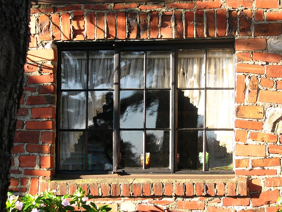 home decor, brick, window, curtain, window shade, wall, female HD wallpaper
