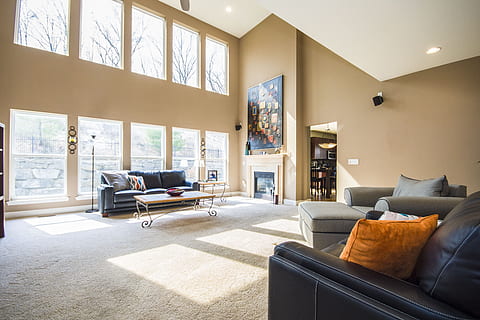 Living Room With Couches and Coffee Table, apartment, bright HD wallpaper